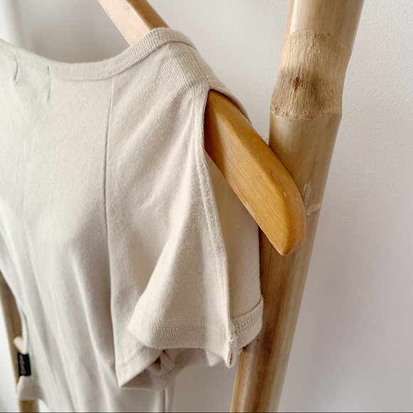 Vintage Tan Cowl Neck Ribbed Top - Picture 3 of 3